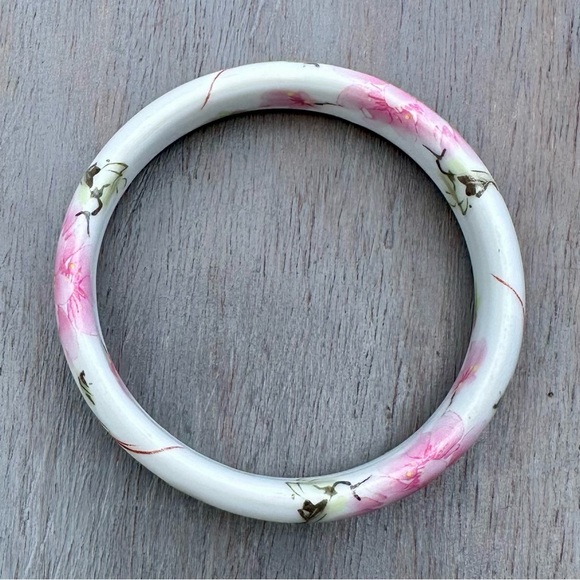 Bird & Cherry Blossom Ceramic Bangle - Picture 8 of 8